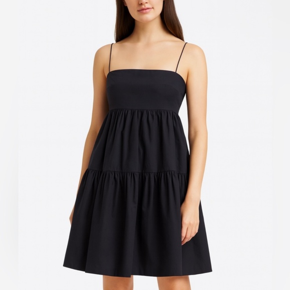 Modern Citizen Alondra Tiered Mini Dress Extra Small Black Cotton Party